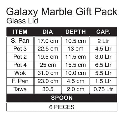 Sonex Non Stick - Galaxy Marble Gift Pack - Glass Lid
